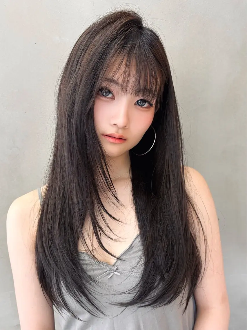 ロング カット まさとレイヤーカット 透け感カラー/心斎橋のヘアスタイル
