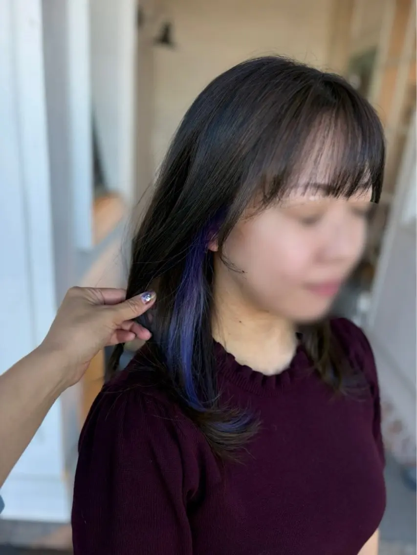 【デザイン🌈】顔周りカット+艶カラー+インナーカラー+1stepトリートメント+マイクロバブルmarbb🫧の写真