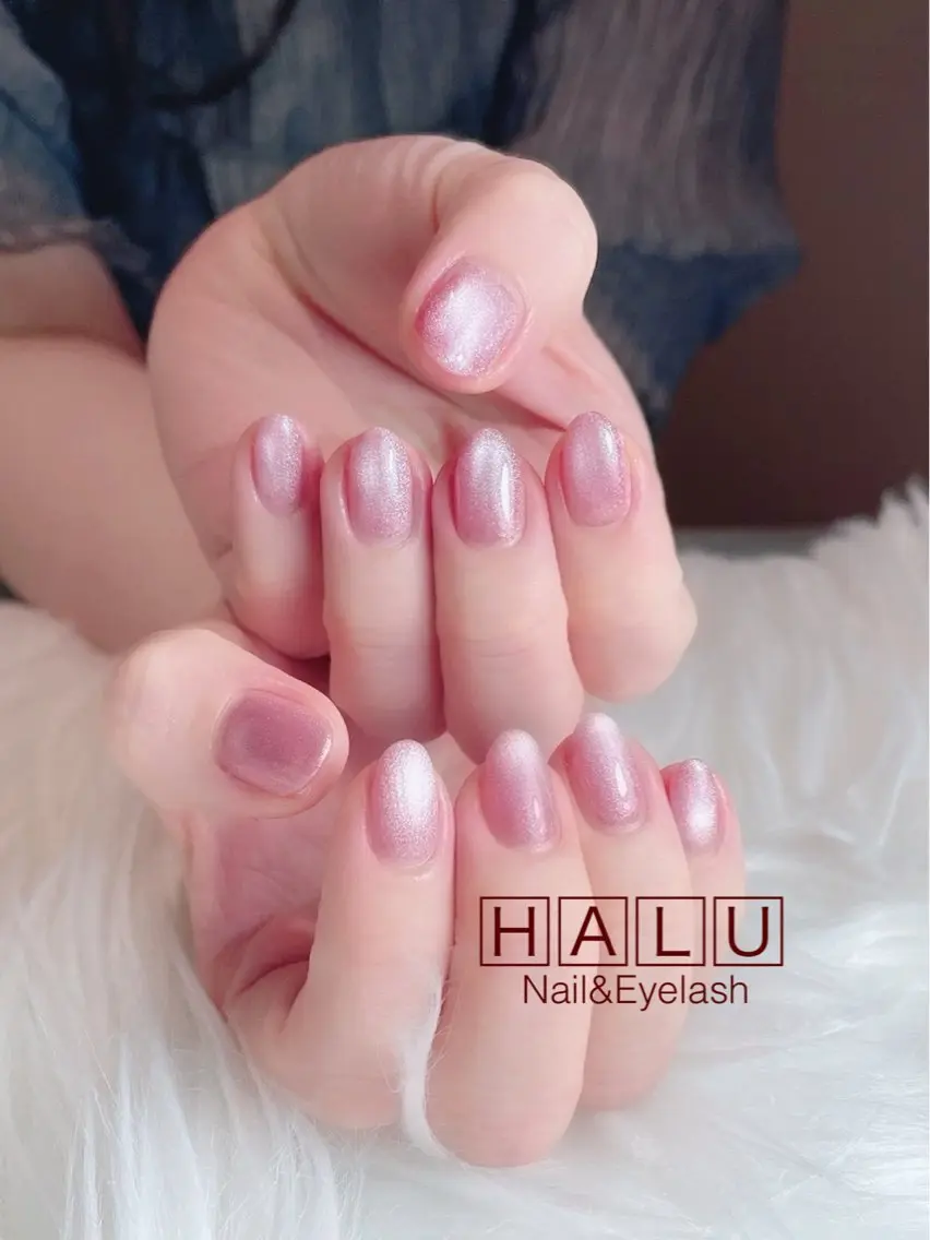 ネイル マグネットネイル ピンク 赤色 HALU ハルのネイルデザイン