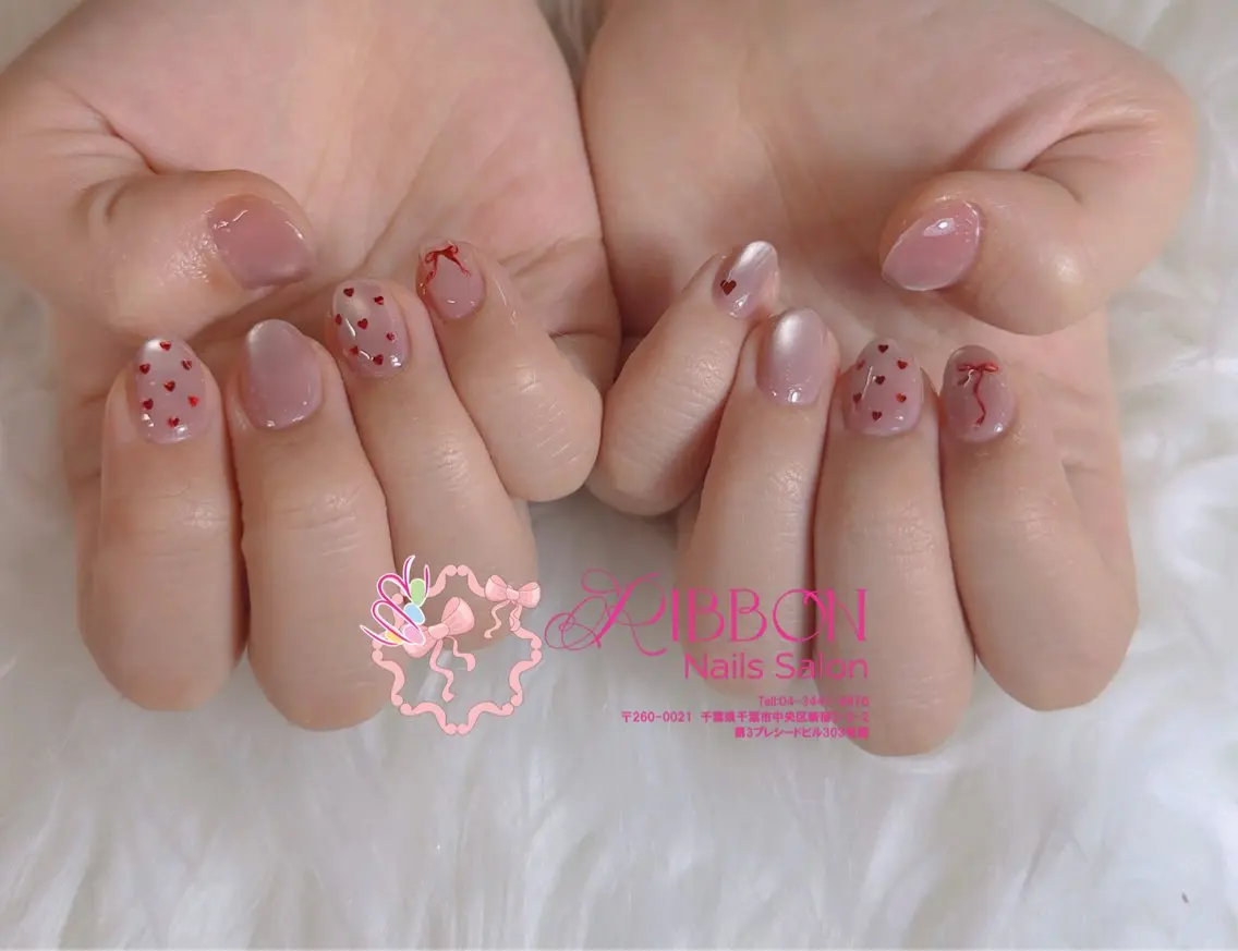 ネイル フレンチネイル ジェルネイル マグネットネイル 持ち込み ニュアンスネイル ハンドネイル Ribbonnail salonのネイルデザイン
