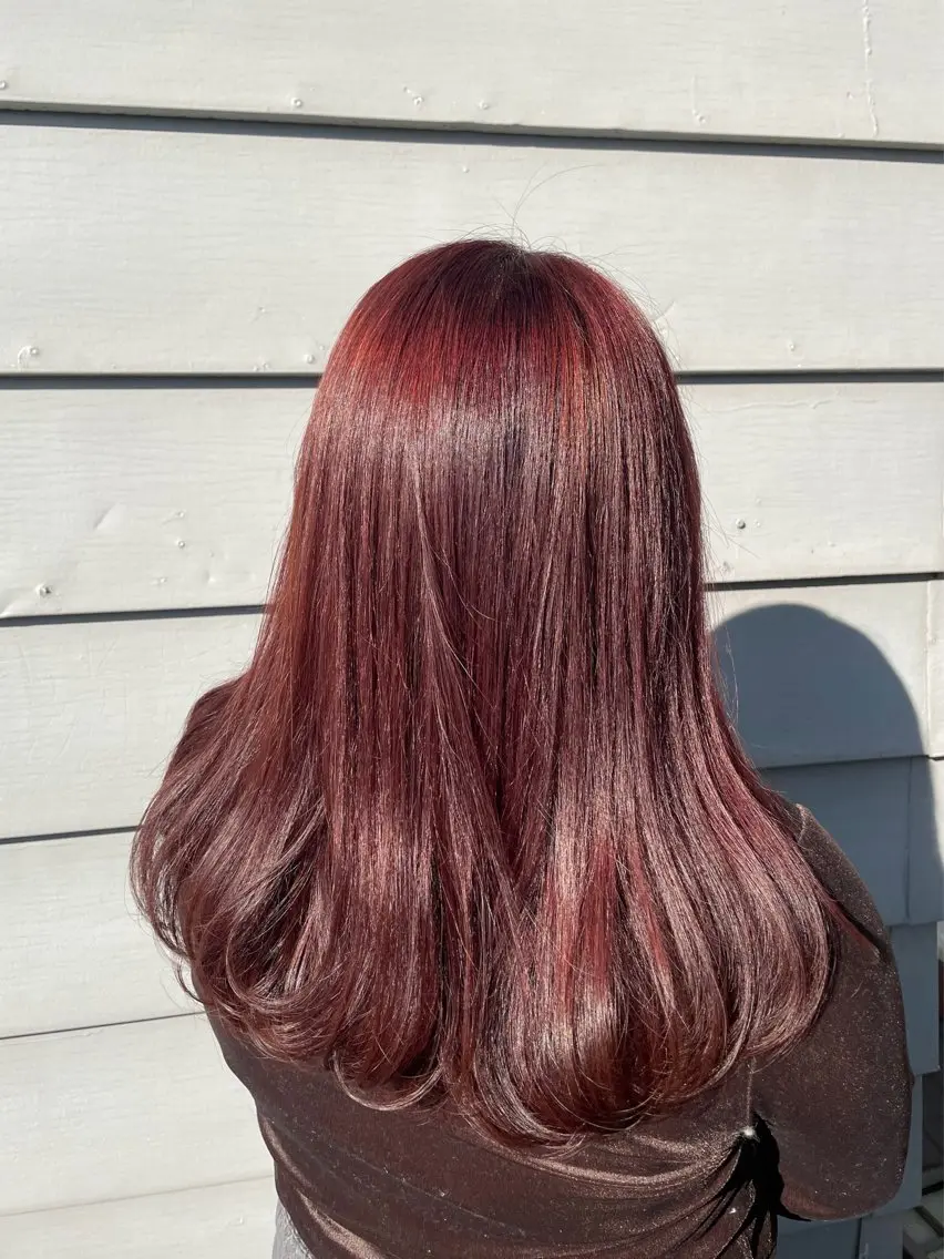 セミロング カラー ブリーチ ブラウンカラー ブリーチなしカラー レッドカラー ボブ カット ヘアカラー mopa_kaede ナチュラル/レイヤーのヘアスタイル