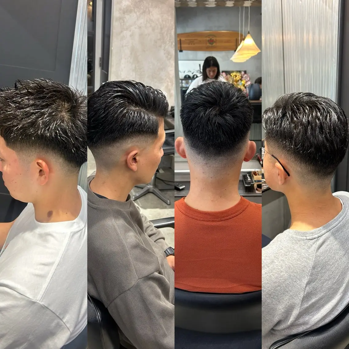 ショート メンズ センターパート フェードカット マッシュ 七三 スパイキーショート 【明大前フェード/ メンズパーマ/岳】のヘアスタイル