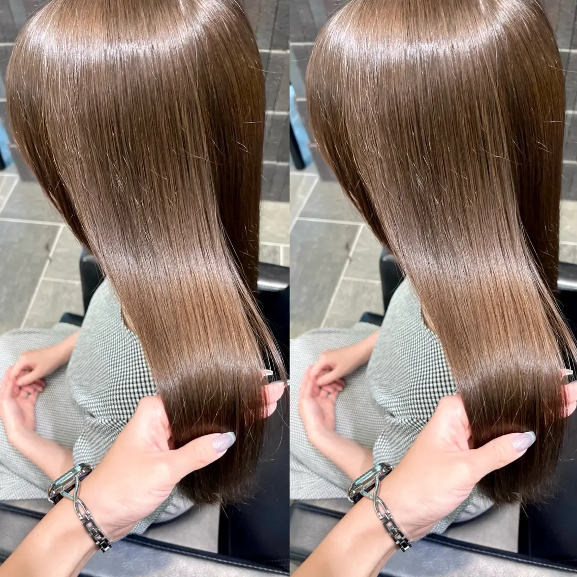 ロング カラー アッシュ ベージュカラー イルミナカラー 縮毛矯正 カット ヘアカラー 縮毛矯正 トリートメント 𝑺𝒂𝒌𝒊 🩶マンツーマン施術のヘアスタイル