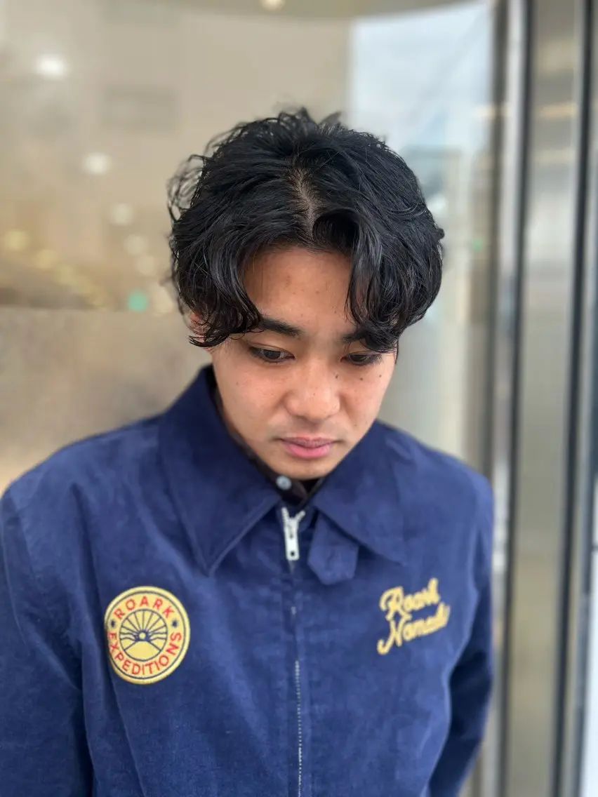ショート パーマ メンズ メンズハイライト × perm Runoのヘアスタイル