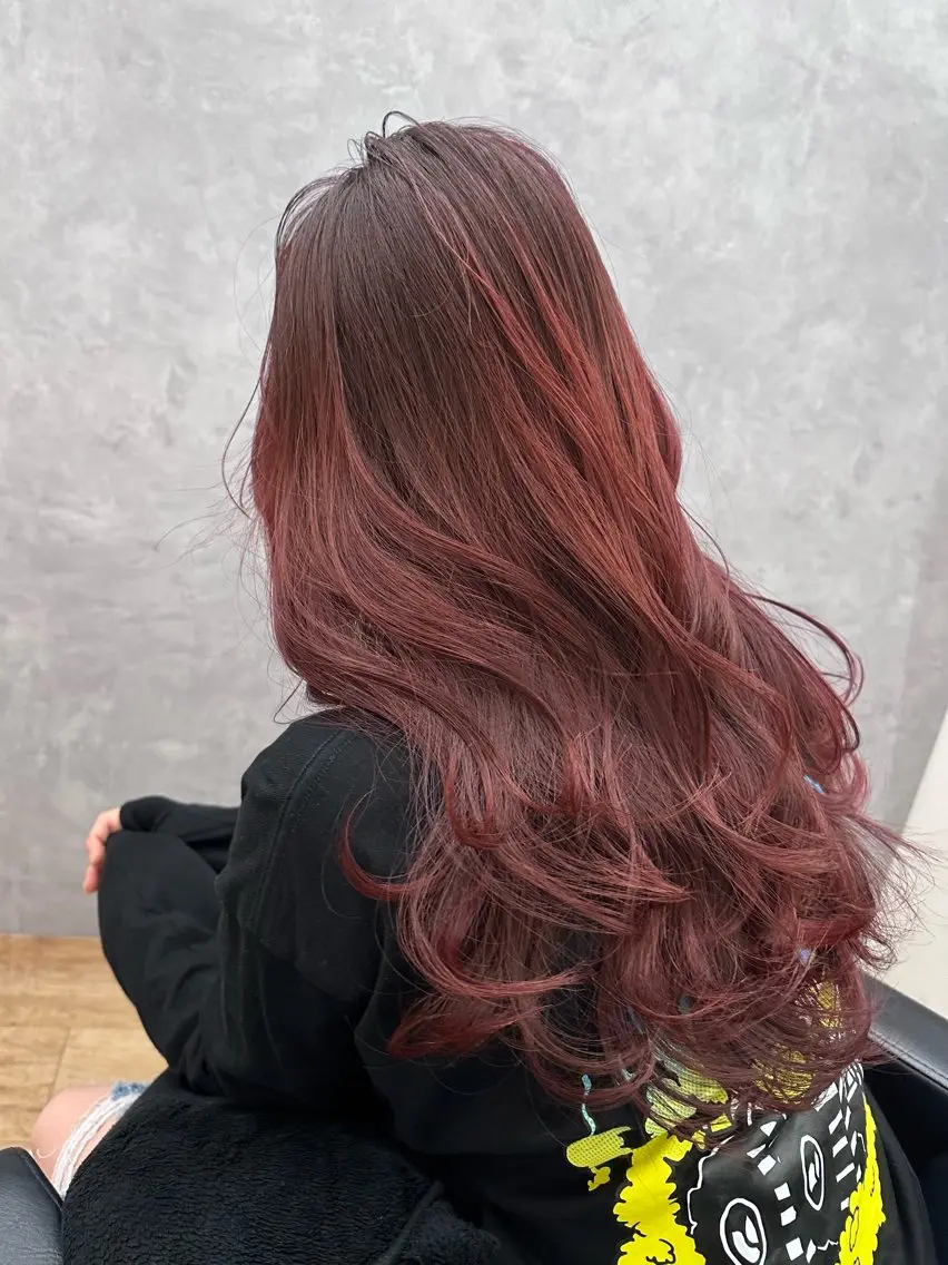ロング ヘアカラー トリートメント 韓国ヘア/ワンホン ちひろのヘアスタイル