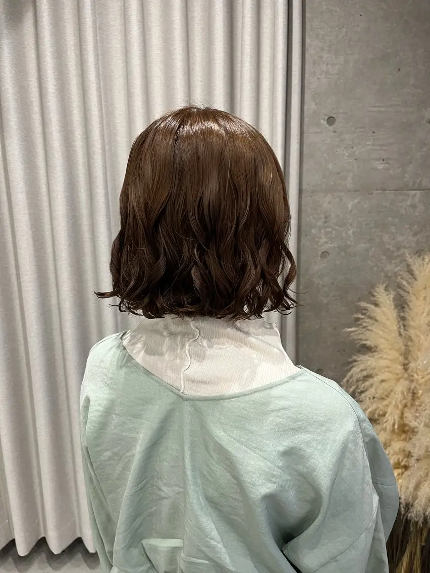 ミディアム カラー パーマ ヘアセット 表参道🌿赤み消し カラー/チナツのヘアスタイル