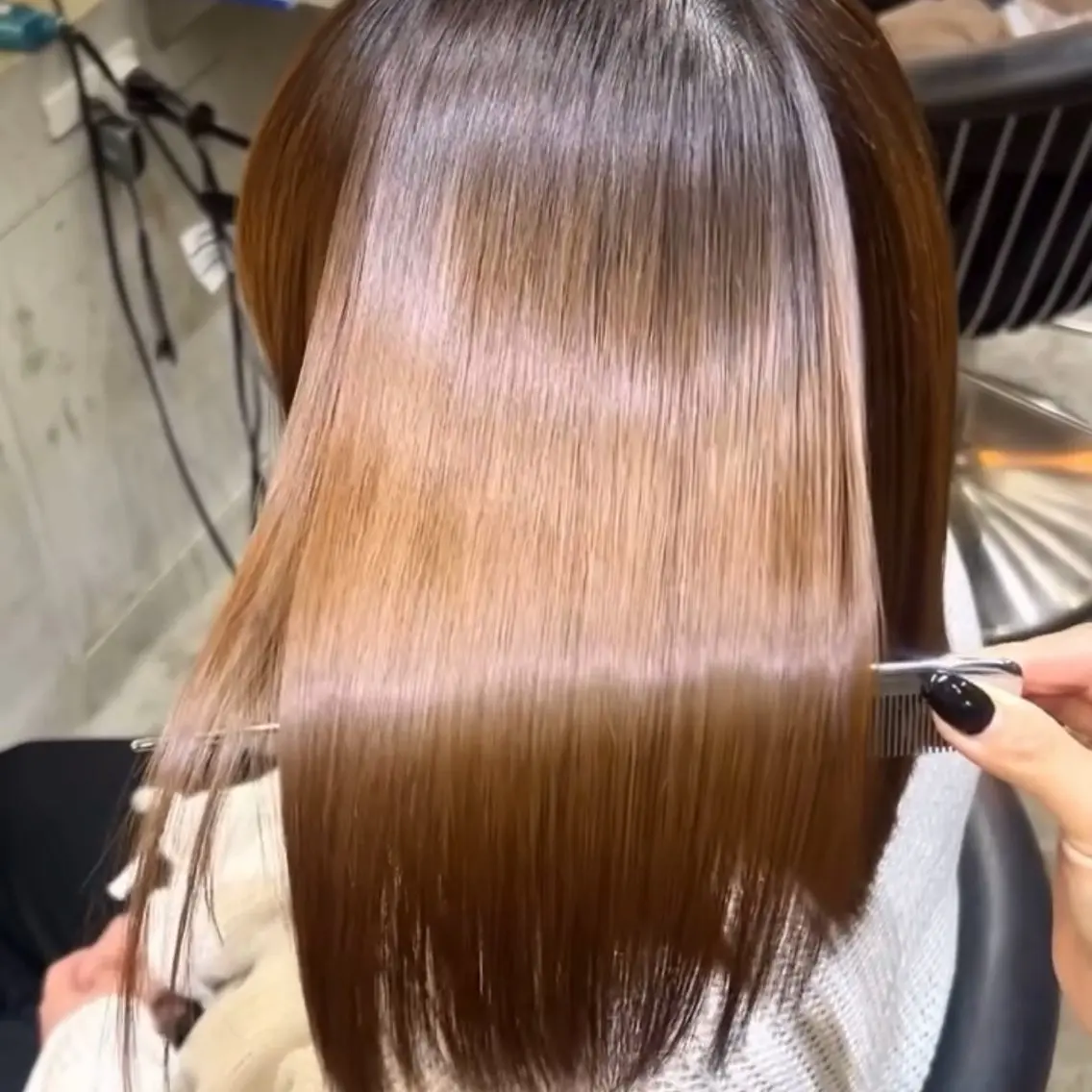 ミディアム 髪質改善 縮毛矯正 カット ヘアカラー 縮毛矯正 トリートメント ボブ/くびれボブ/ 髪質改善/Ru-kaのヘアスタイル