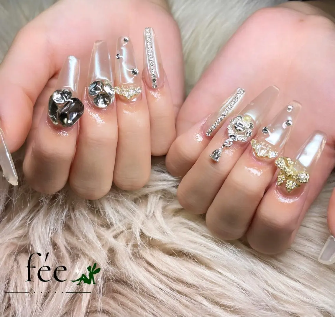 ネイル 成人式 フットネイル ジェルネイル 韓国ネイル マグネットネイル ハンドネイル nail salon fee(フィー)のネイルデザイン