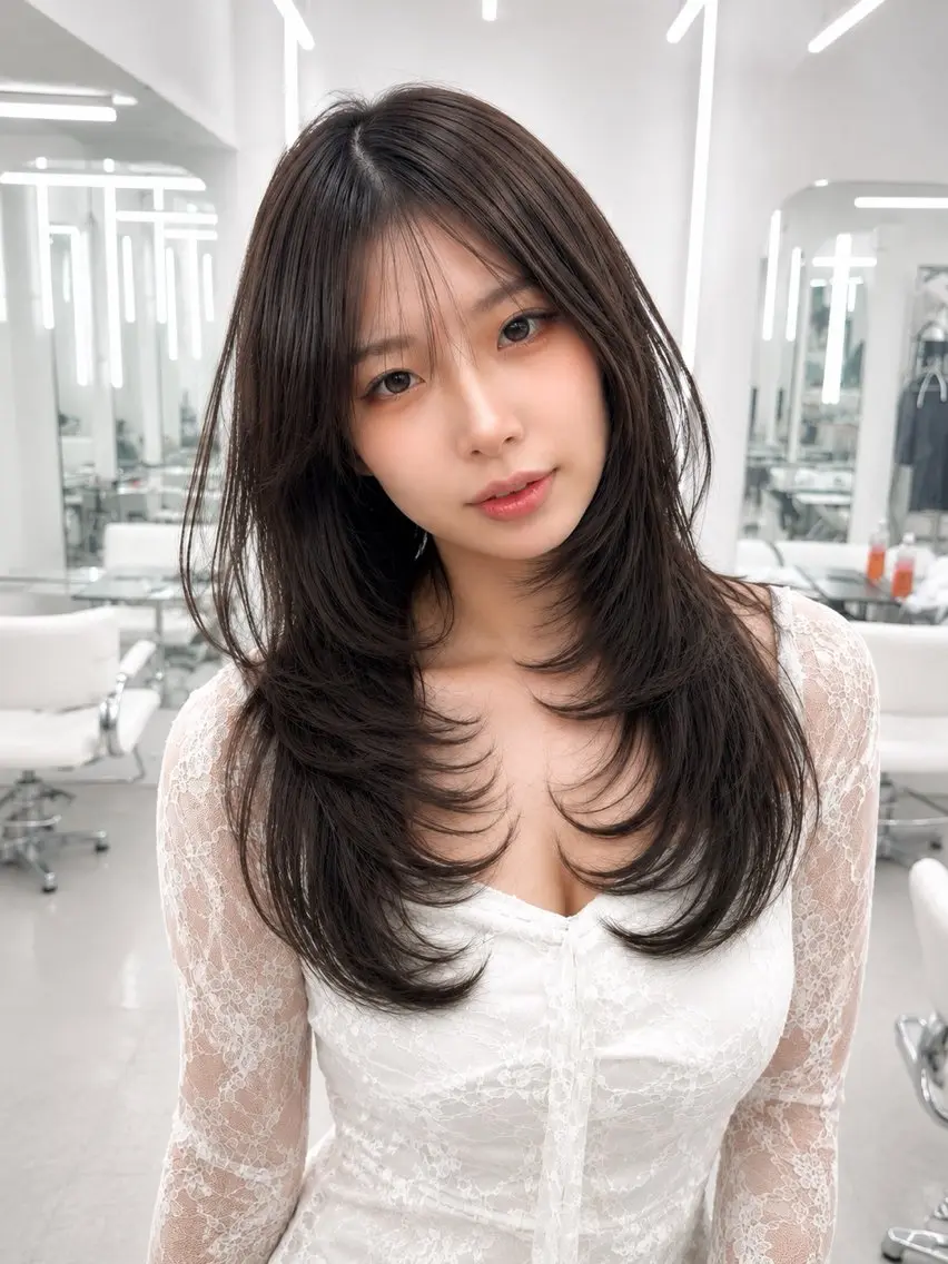 ロング カラー ベージュカラー ブリーチ 透明感カラー くびれヘア 韓国風ヘア カット ヘアカラー トリートメント ヘッドスパ 盛れる顔周り✨韓国 レイヤーkanatoのヘアスタイル