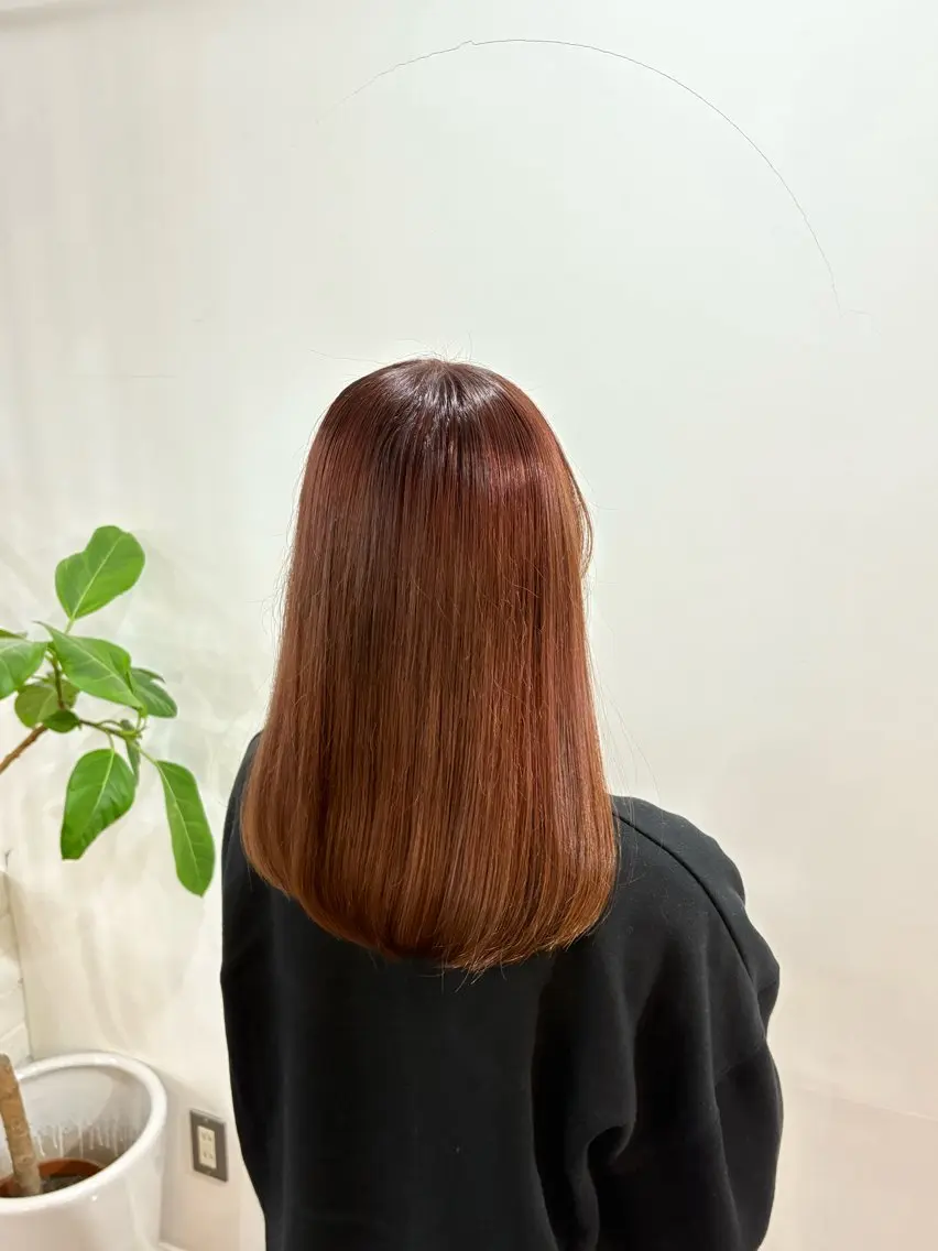 ミディアム ピンクブラウン ヘアカラー トリートメント mopa yuiのヘアスタイル