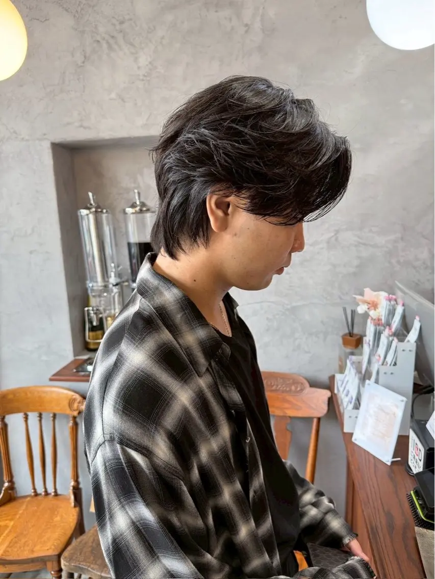 ミディアム メンズ カット 縮毛矯正／髪質改善 小野竜聖のヘアスタイル