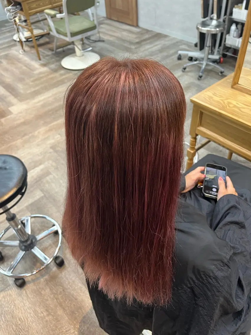 ロング カット ヘアカラー 縮毛矯正⚡️カラー いいじまのヘアスタイル