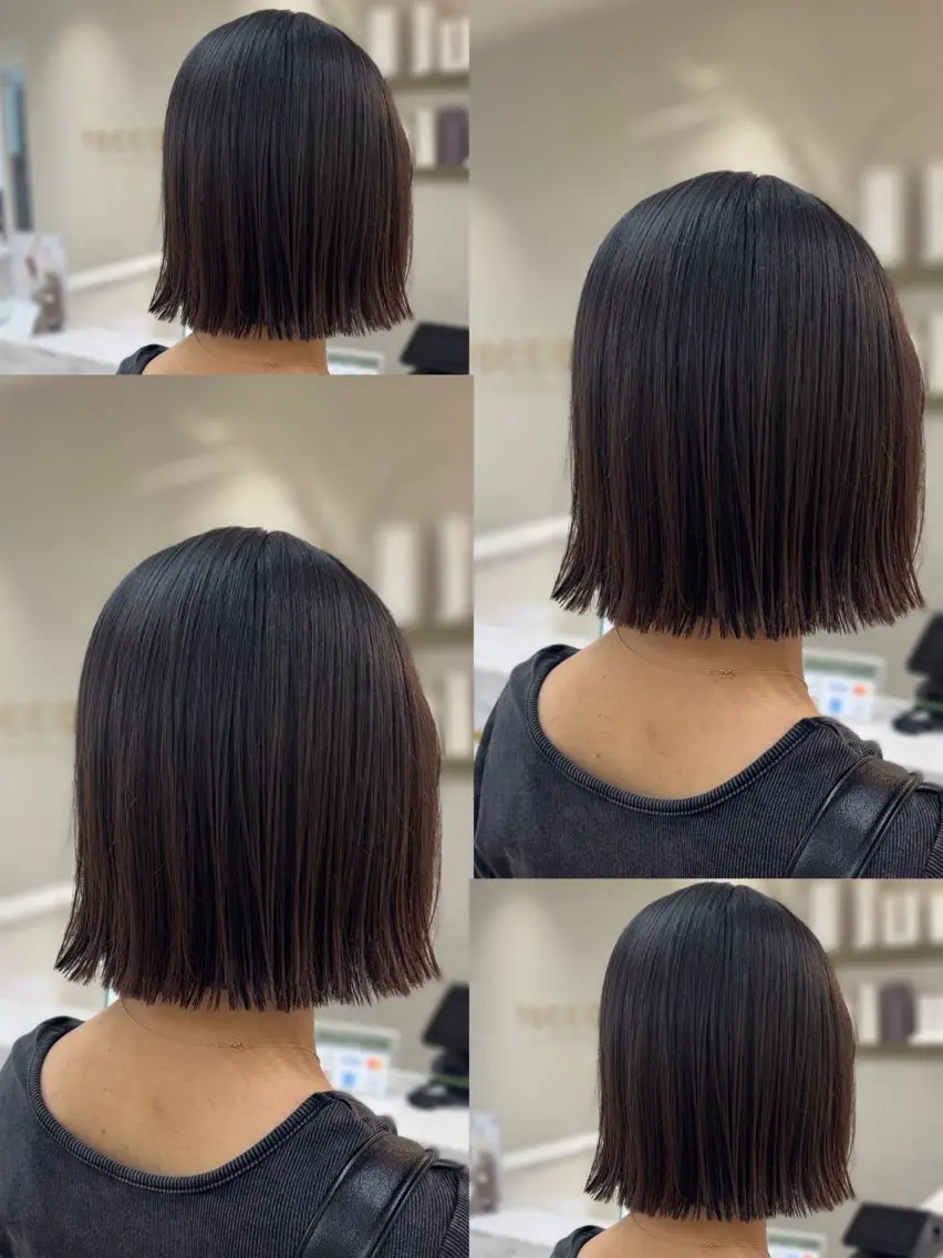 ショート 切りっぱなしボブ ボブ 縮毛矯正/艶カラー/ asukaのヘアスタイル