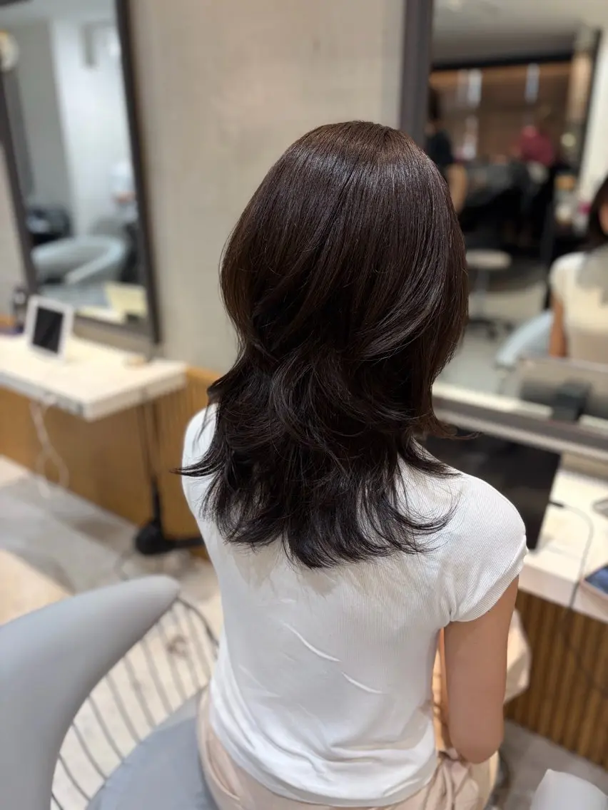 セミロング カラー カット ヘアカラー トリートメント レイヤー/赤み消し 前髪縮毛/はるかのヘアスタイル