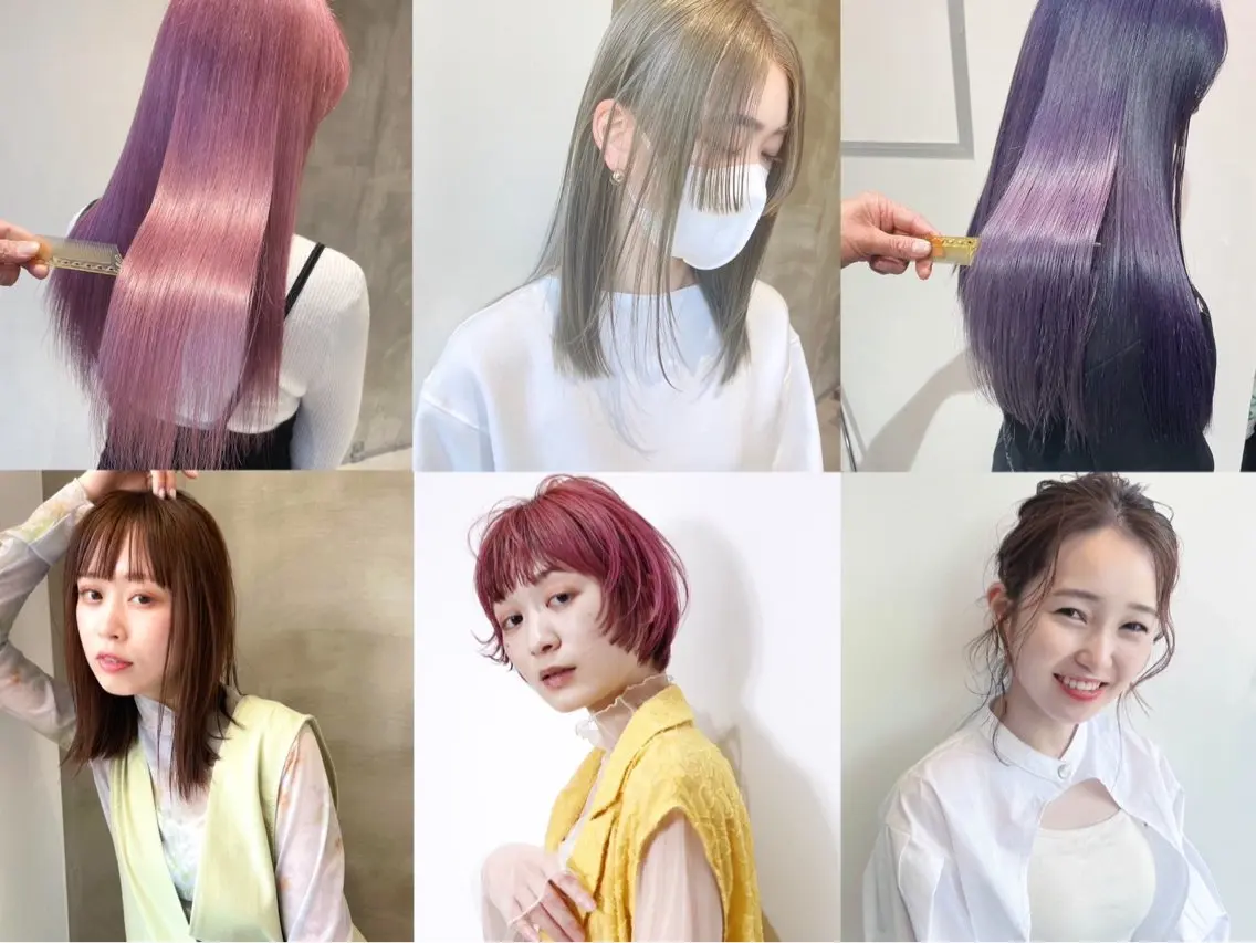 ロング ヘアカラー トリートメント カラー/ダブルカラー グレイカラー椿こはなのヘアスタイル