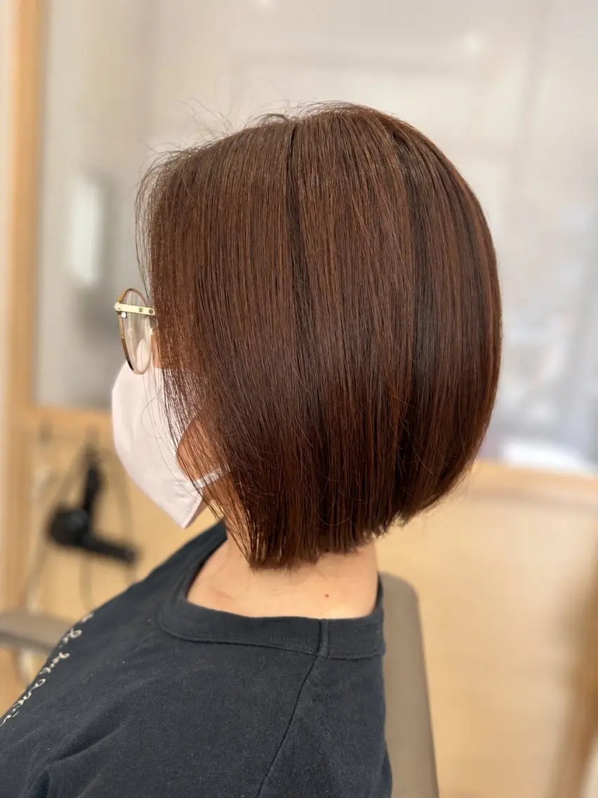 ミディアム カラー ブラウンカラー ピンクカラー ピンクブラウン 髪質改善 縮毛矯正 カット ヘアカラー トリートメント ヘッドスパ 久木原 ゆりのヘアスタイル