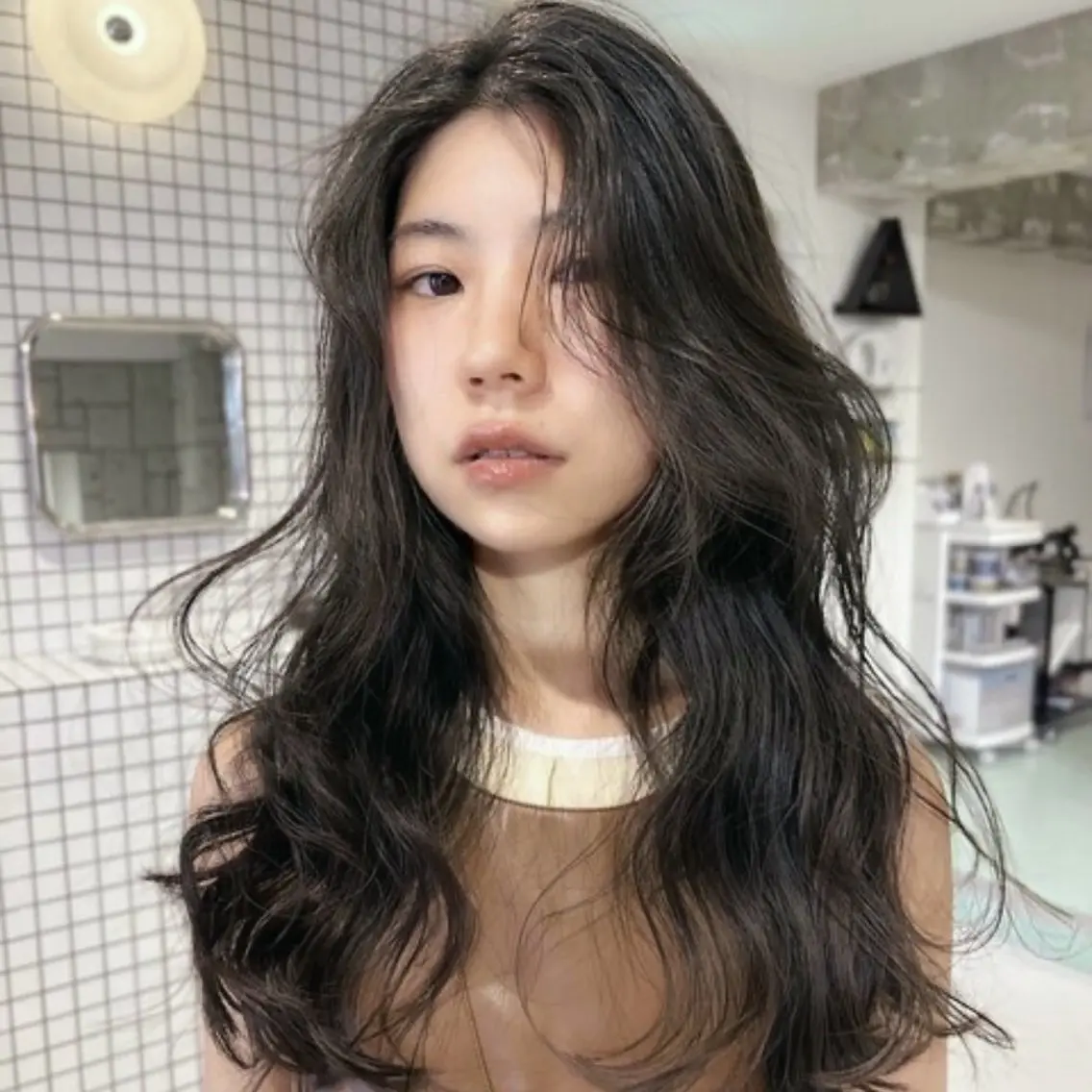 ロング カラー キラリ/柔らかカラー /オリーブカラー🍵のヘアスタイル