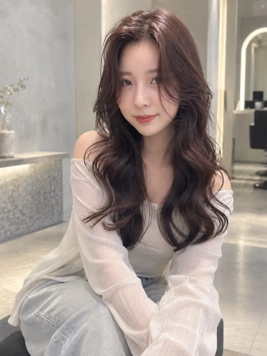 セミロング カラー ヘアアレンジ ブリーチ 透明感カラー ハイトーンカラー 髪質改善 韓国風ヘア カット ヘアカラー トリートメント ヘアセット 髪質改善🫧縮毛矯正 ハイトーン/れんのヘアスタイル