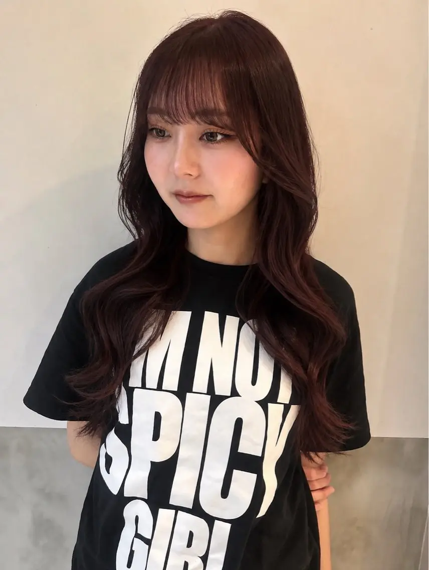ロング カラー ブリーチ ブラウンカラー カシス ブリーチなしカラー ヘアカラー 【 ViVIE 】 とものヘアスタイル