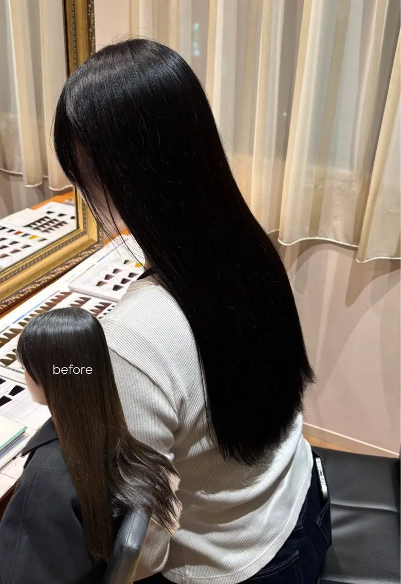 カラー 黒髪 ヘアカラー Lita4F ミユウ🌻のヘアスタイル