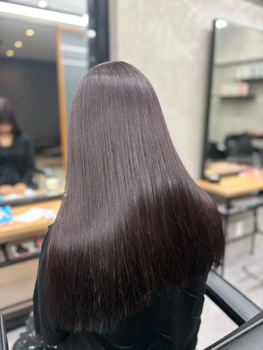 ロング カラー ラベンダーカラー レイヤーカット カット ヘアカラー かわうち れなのヘアスタイル