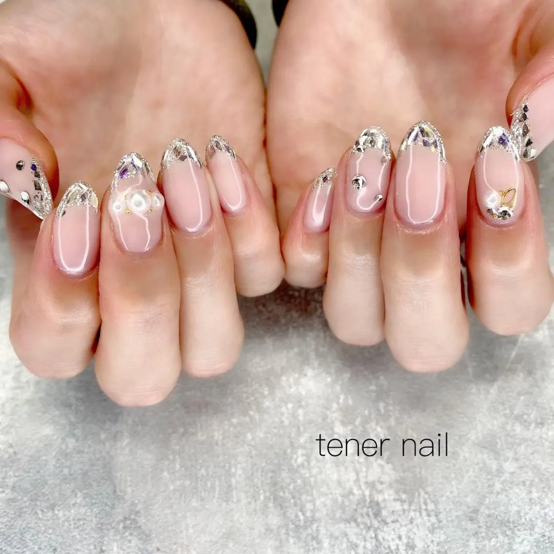 ネイル フレンチネイル ガラスフレンチ テネルネイル tener nailのネイルデザイン