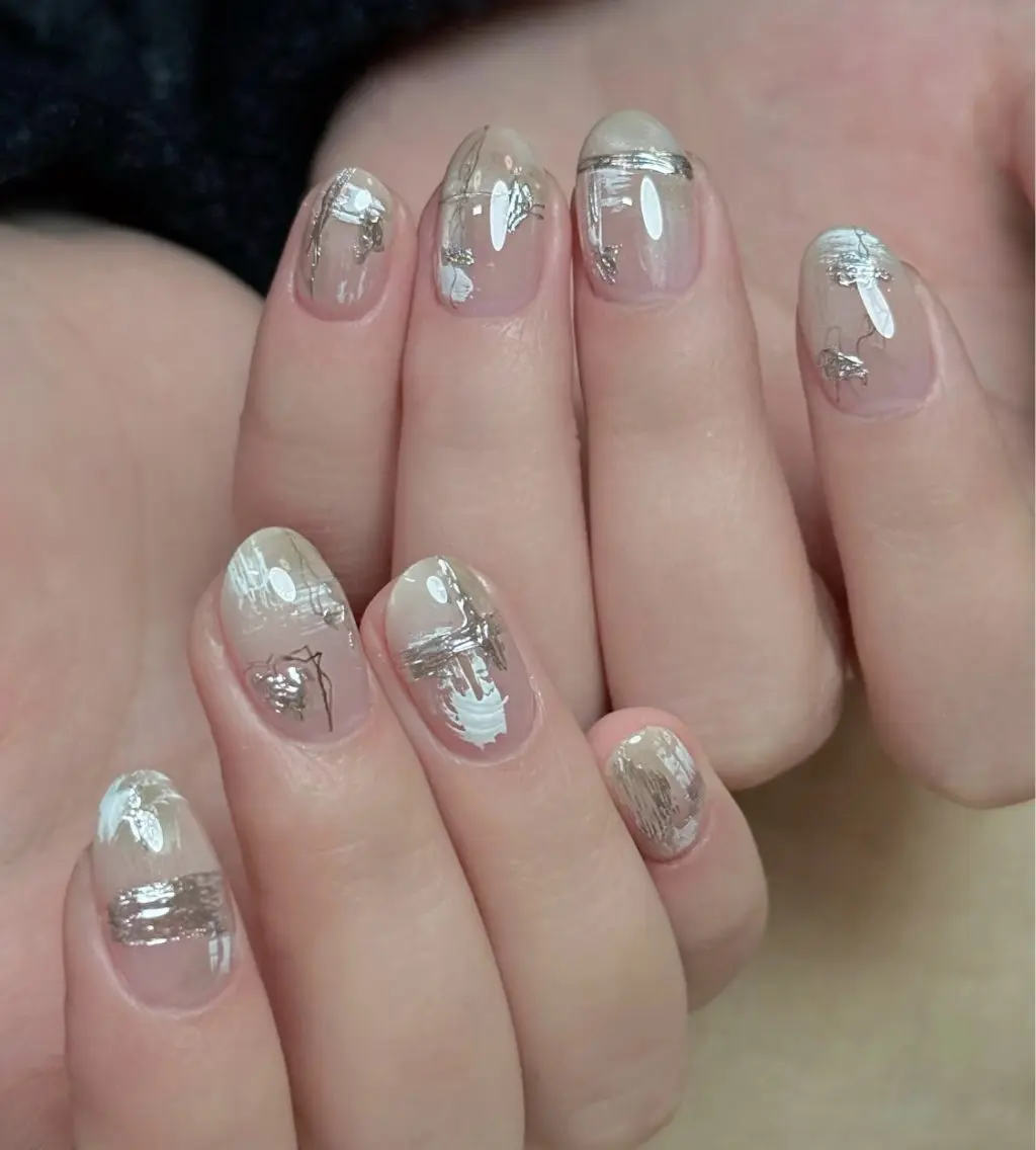 ネイル フットネイル フレンチネイル グラデーション 氷ネイル・うるうるネイル 韓国ネイル ハンドネイル Lynn_ Nailのネイルデザイン
