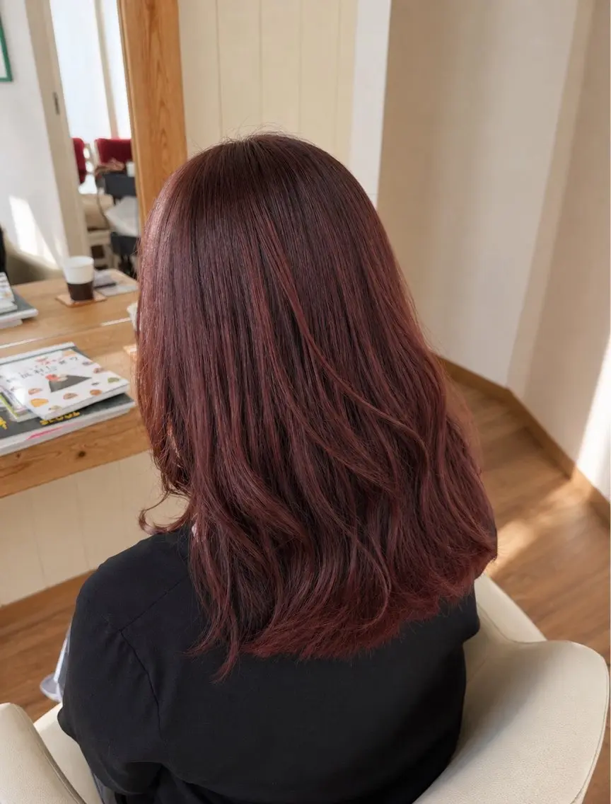 セミロング ピンクブラウン カット ヘアカラー トリートメント 艶髪カラー/髪質改善 細貝 舞利のヘアスタイル