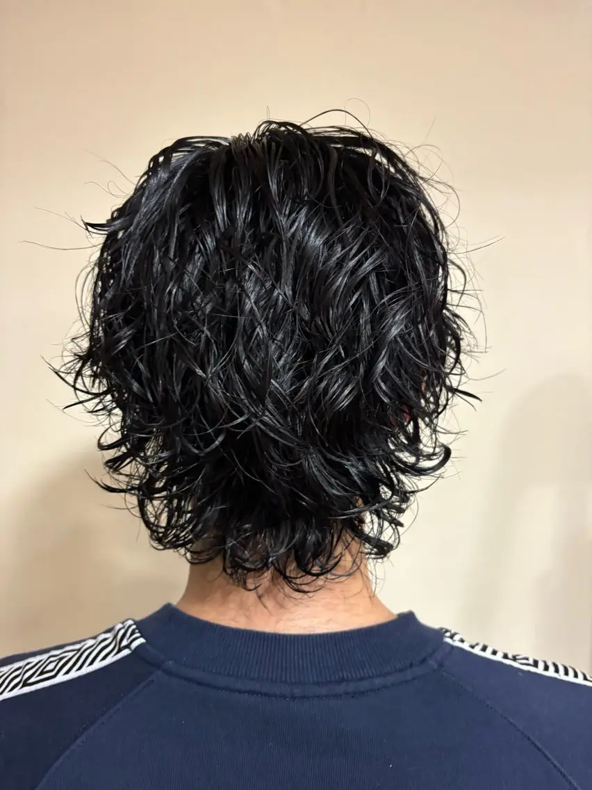 ミディアム パーマ メンズ ミディアムパーマ メンズパーマ スパイラルパーマ 浅岡 昭汰のヘアスタイル
