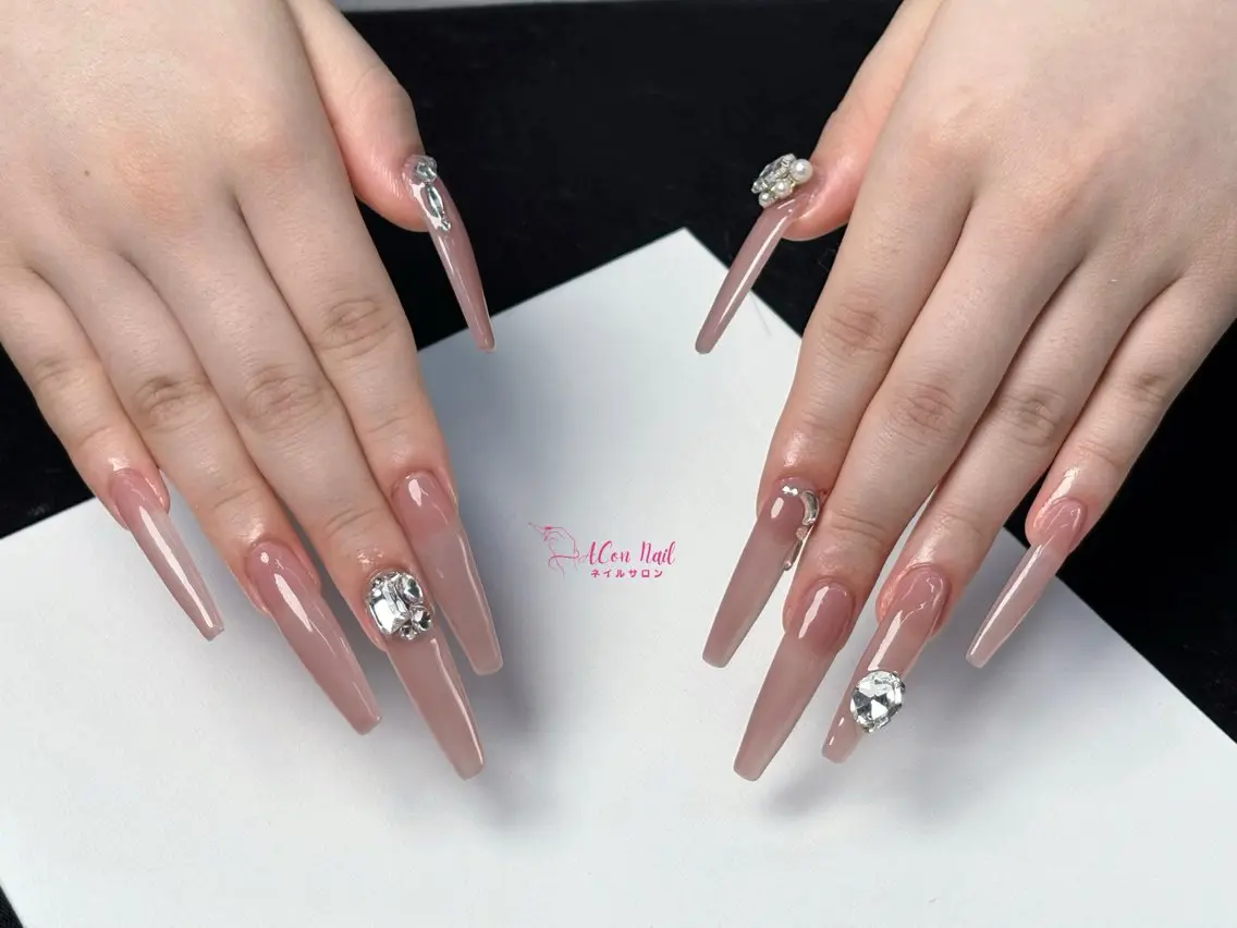 ネイル 桜ネイル 長さ出し フラワーネイル フレンチネイル ジェルネイル ハンドネイル ACon NailSalonのネイルデザイン