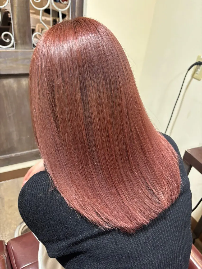 ミディアム カラー ブリーチ ブリーチなしカラー ピンクカラー 💠天野空💠/ボブ /ショート/シルク髪のヘアスタイル
