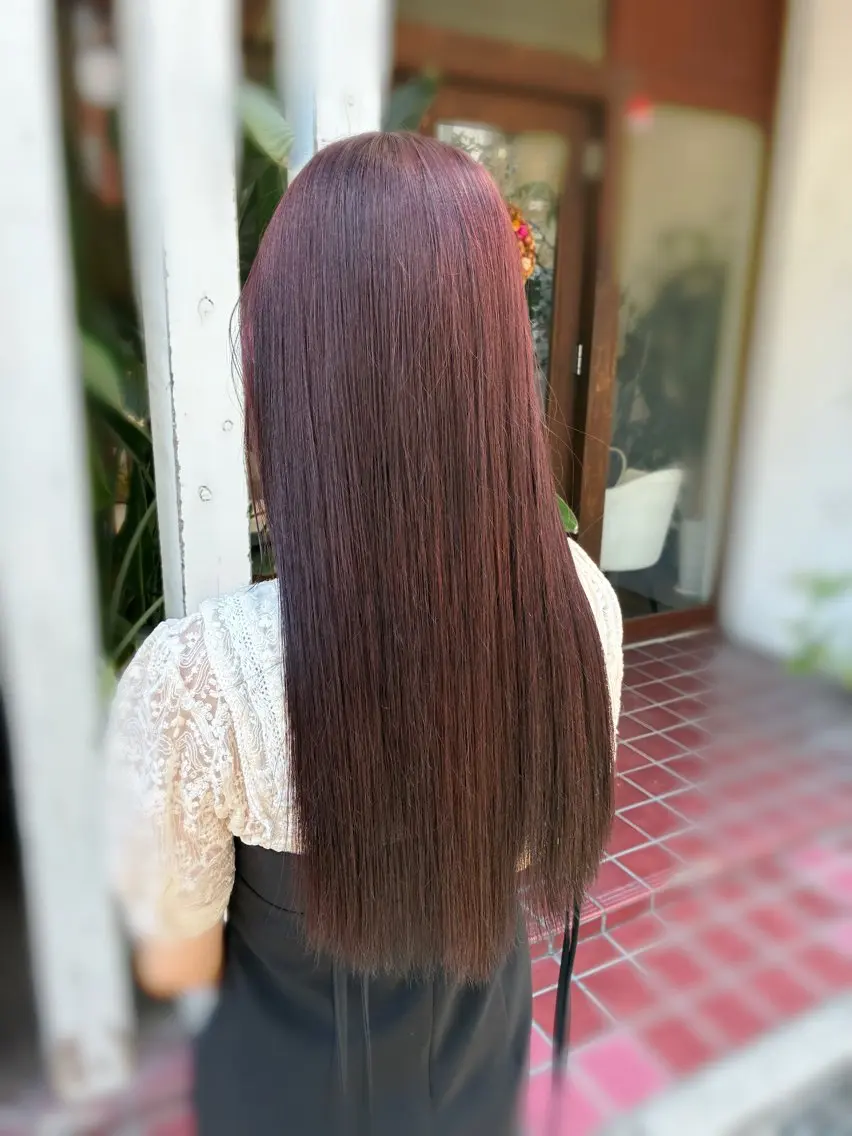 ロング カラー ピンクカラー 梅原 姫🍬🐰のヘアスタイル