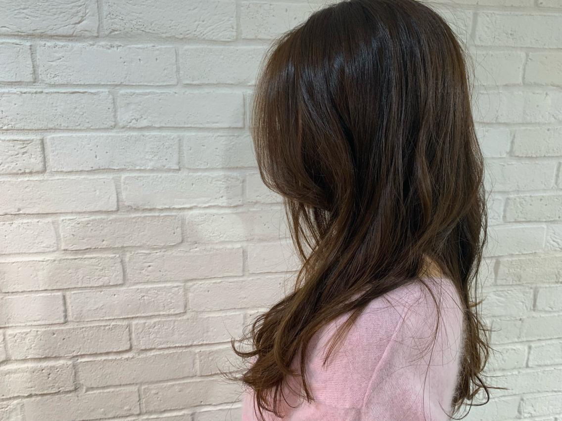 ロング カラー パーマ カット パーマ 神頭 彩のヘアスタイル