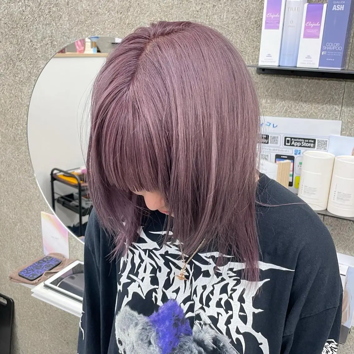 ミディアム カラー Lull1人美容室 バレイヤージュのヘアスタイル