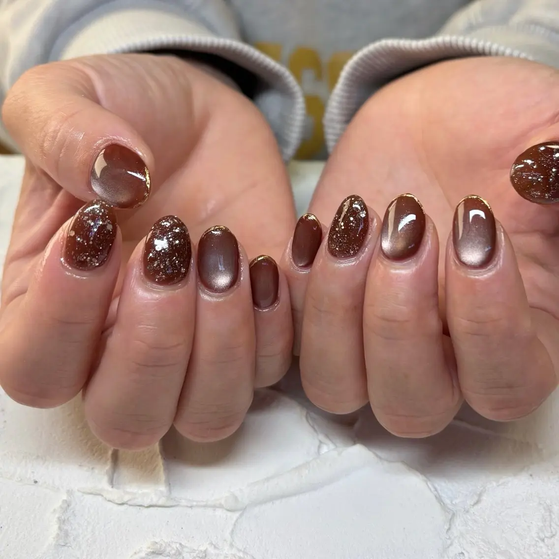 ネイル ブラウン ハンドネイル Lofinails ちひろのネイルデザイン