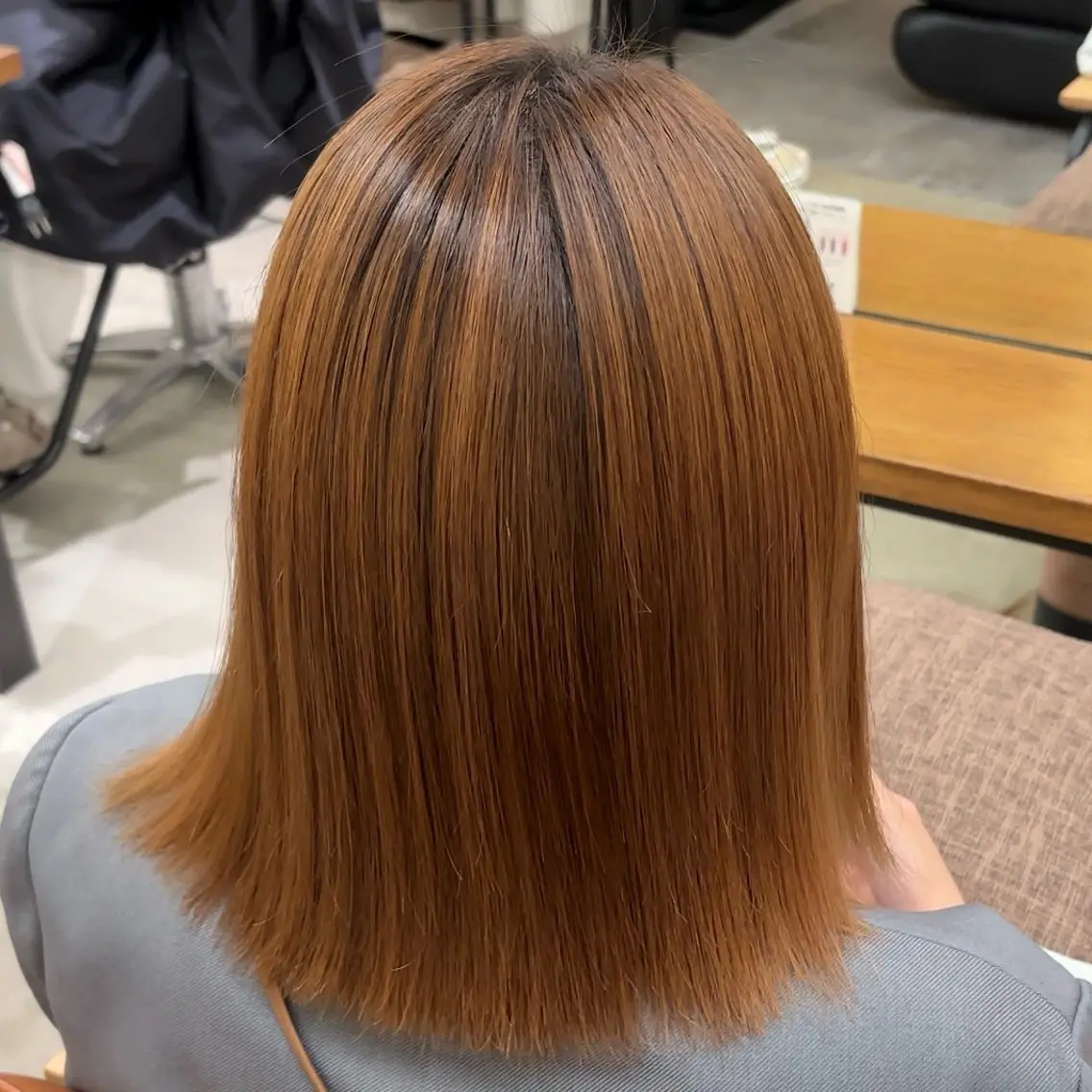 セミロング カット 縮毛矯正 トリートメント 結べるレイヤーカット /カラー/あさかのヘアスタイル