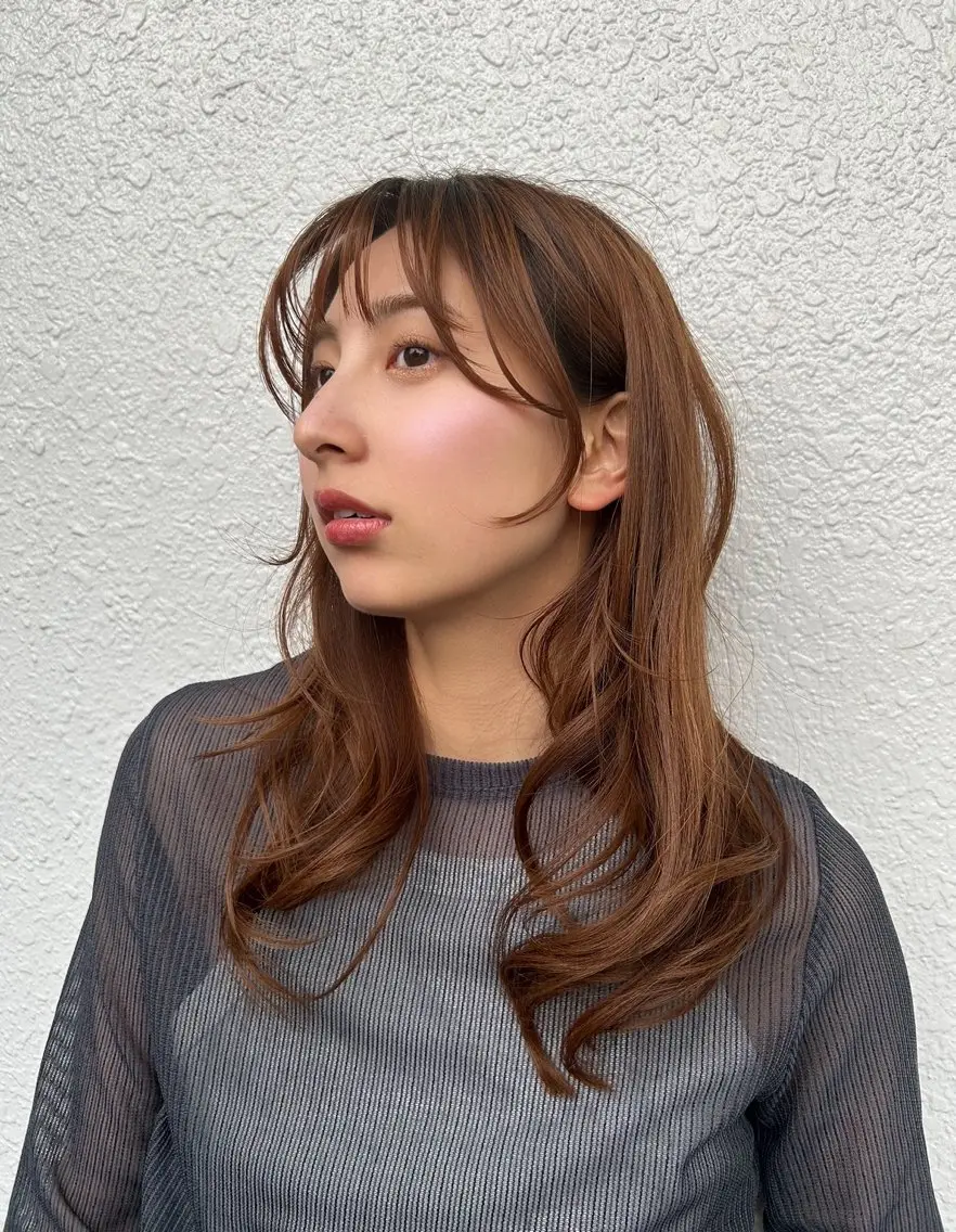 ミディアム 顔周りカット タテイシ アサノのヘアスタイル