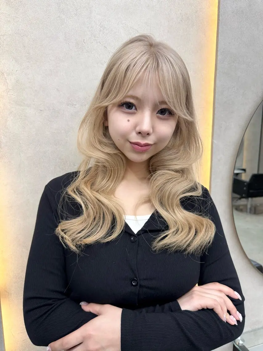 ロング ヘアカラー ケアブリーチ🌺 透明感🪽‪とわのヘアスタイル