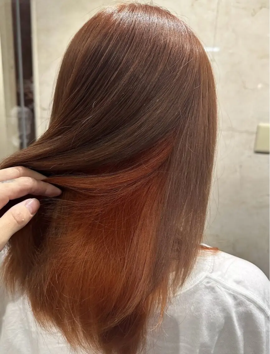 ミディアム オレンジブラウン 和田 直也のヘアスタイル