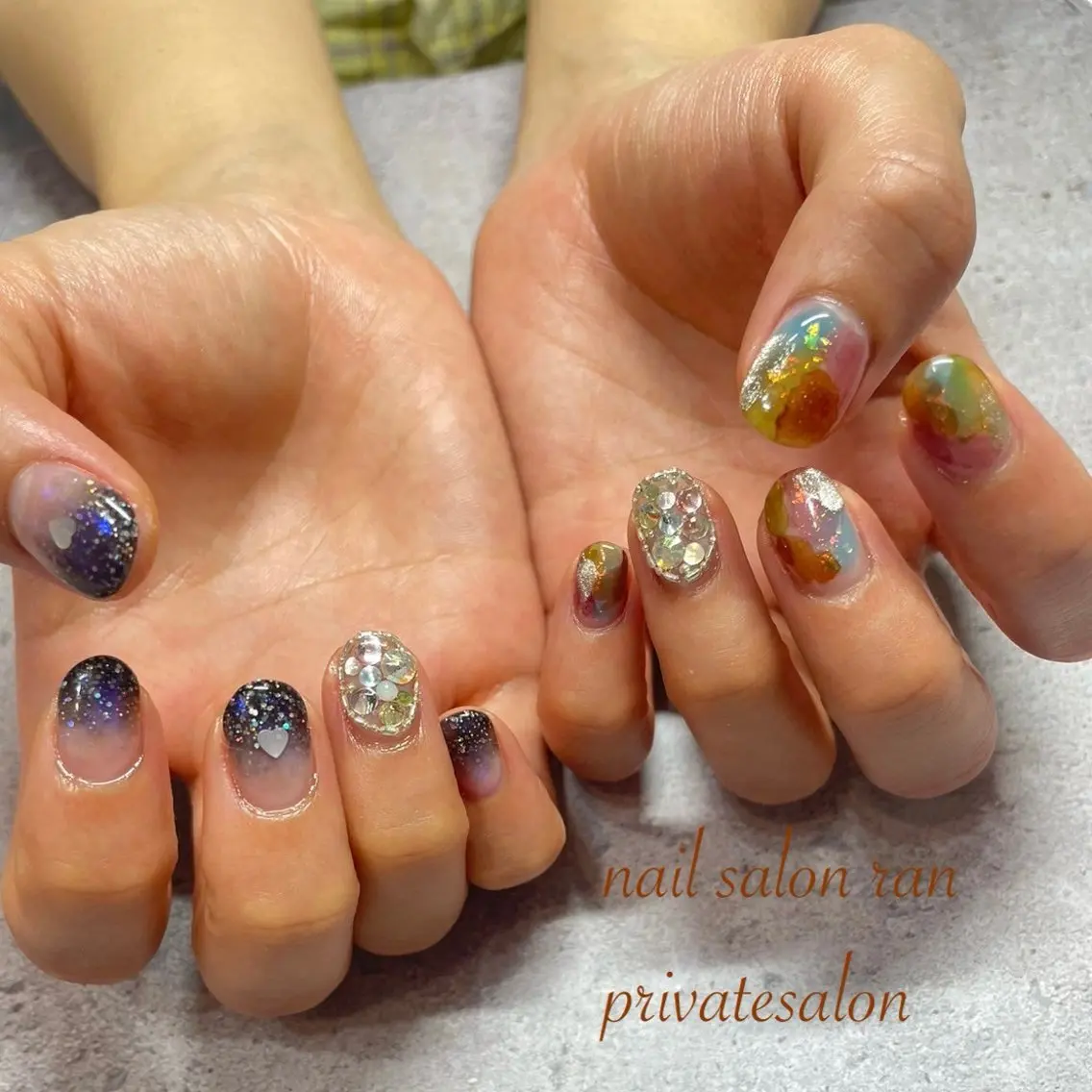 ネイル キラキラネイル ハンドネイル ハンドケア nailsalon ranのネイルデザイン