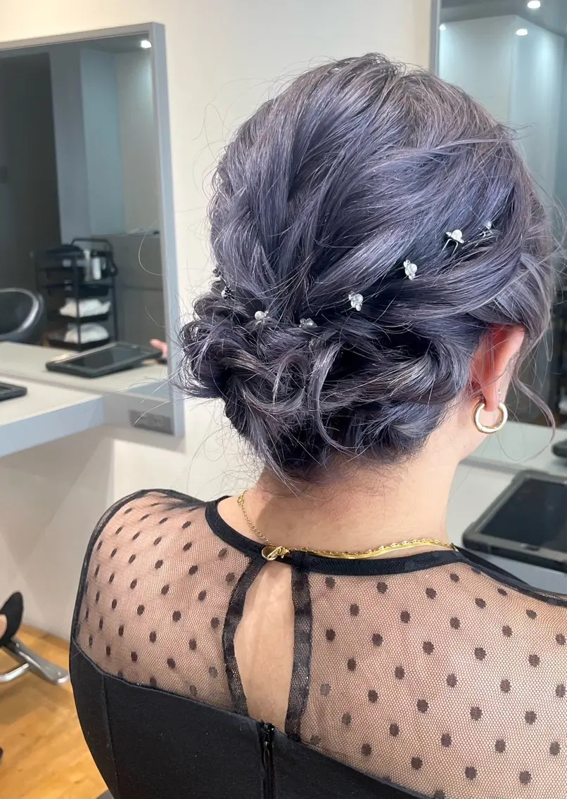 セミロング ヘアアレンジ 結婚式・ブライダル HIQU ROOM 💫yuka.のヘアスタイル