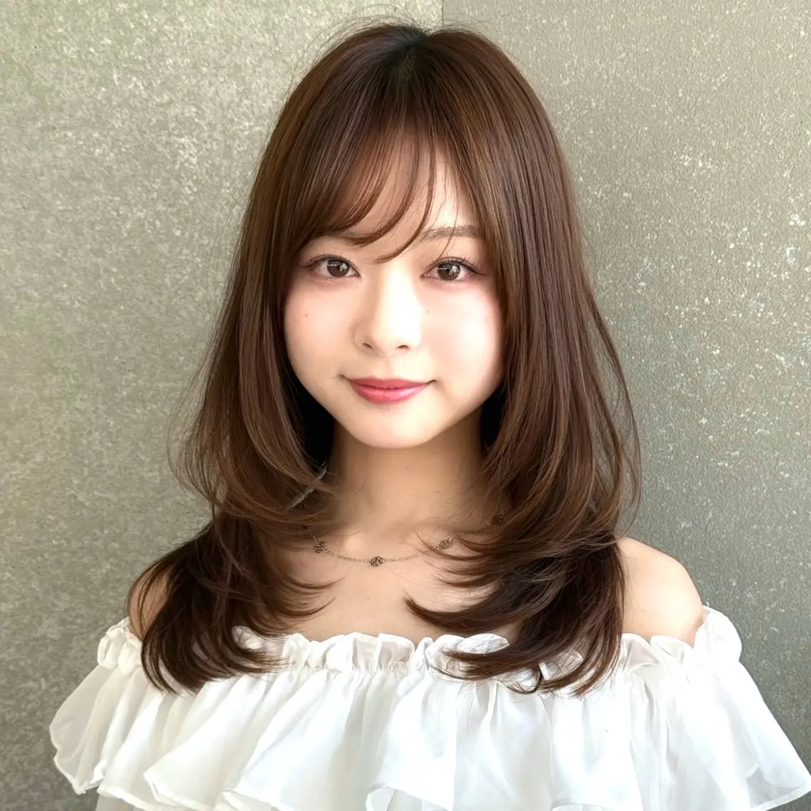 ミディアム カラー ヘアアレンジ 🌟縮毛矯正/レイヤ ー/小顔 toukiのヘアスタイル