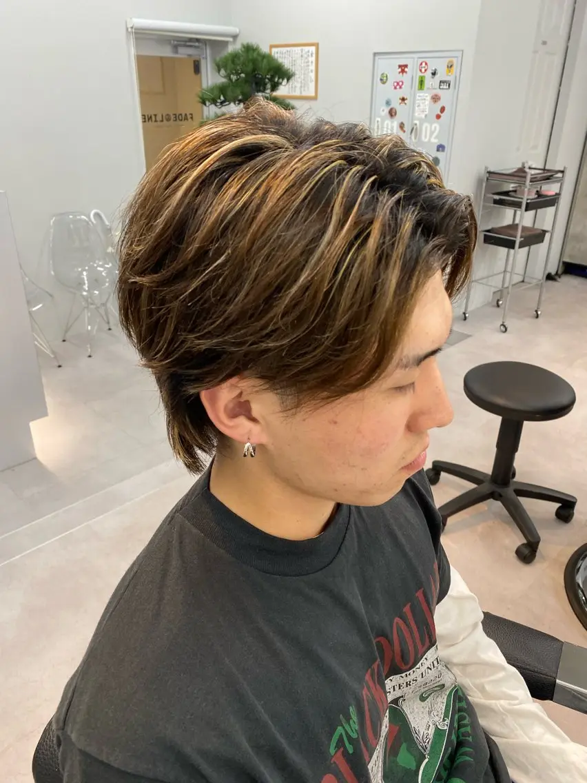 ショート カラー ヘアアレンジ メンズ メンズブリーチ メンズハイライト ブリーチ ハイライトカラー ハイライト フェードモデル限定 🔥高円寺Maiのヘアスタイル