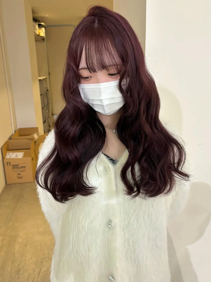 カラー ブリーチ レッドカラー ヘアカラー rinka/暖色 ボブカットモデルのヘアスタイル