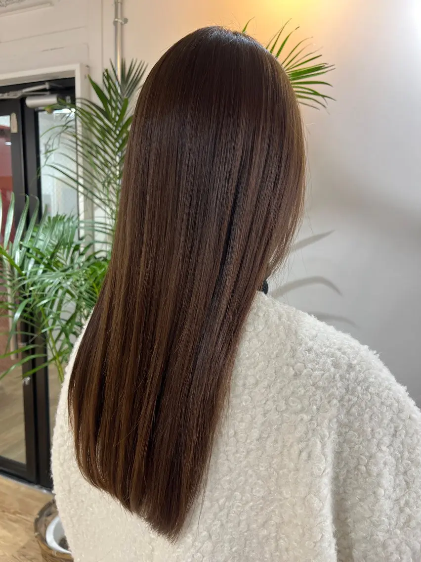 ロング 酸性ストレート ヘアカラー 京都駅/透明感カラー 🖤sakiのヘアスタイル