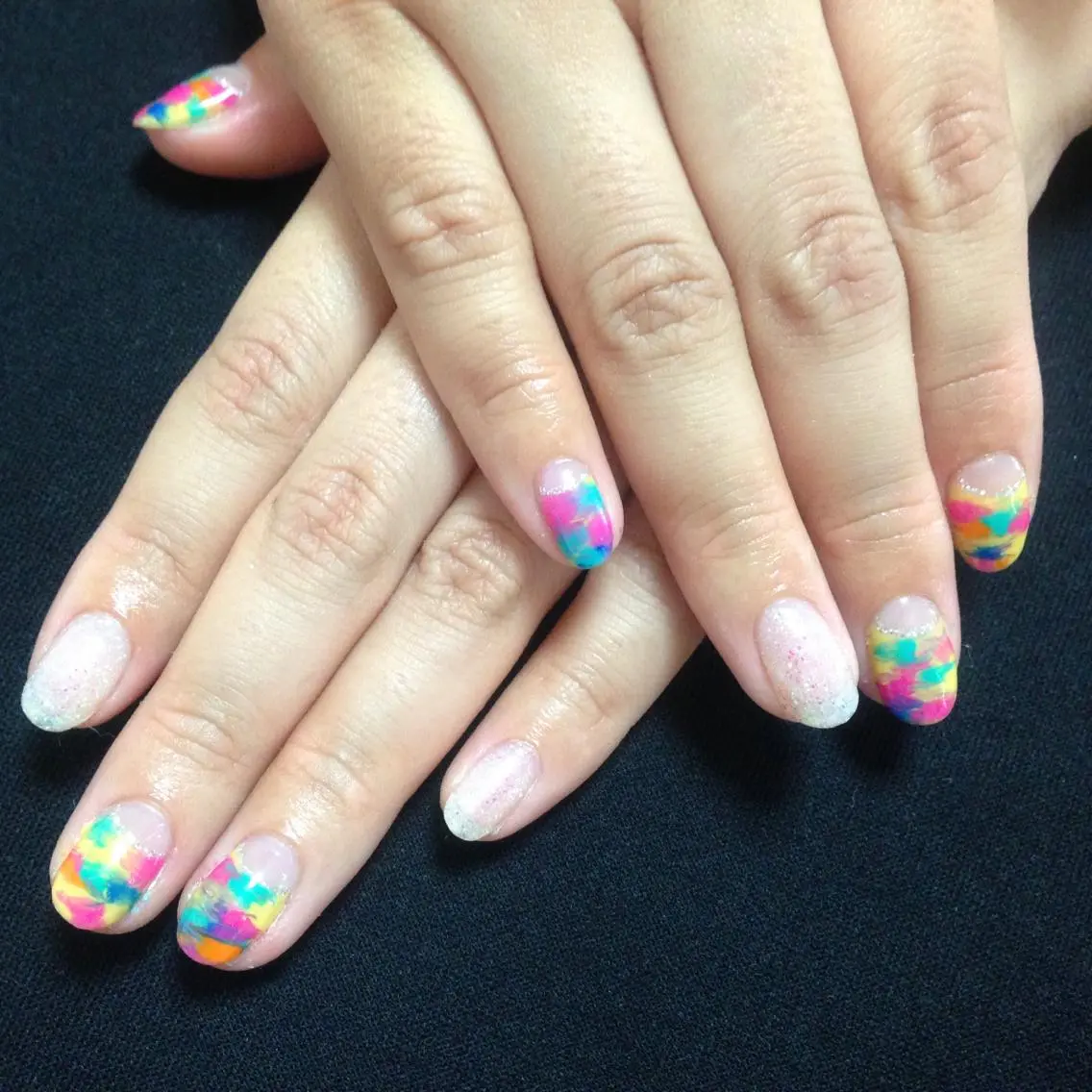 ネイル フレンチネイル ニュアンスネイル 逆フレンチ ステラ marikominoのネイルデザイン