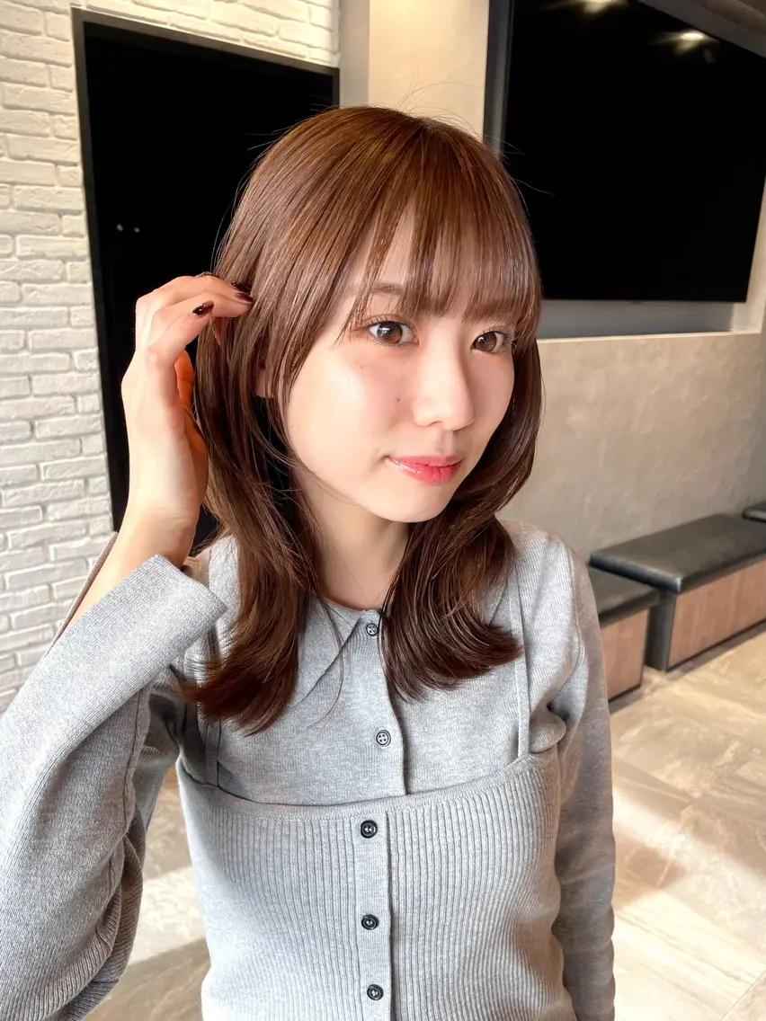 セミロング カラー パーマ 髪質改善/縮毛矯正/ 透明感🩵NANAのヘアスタイル