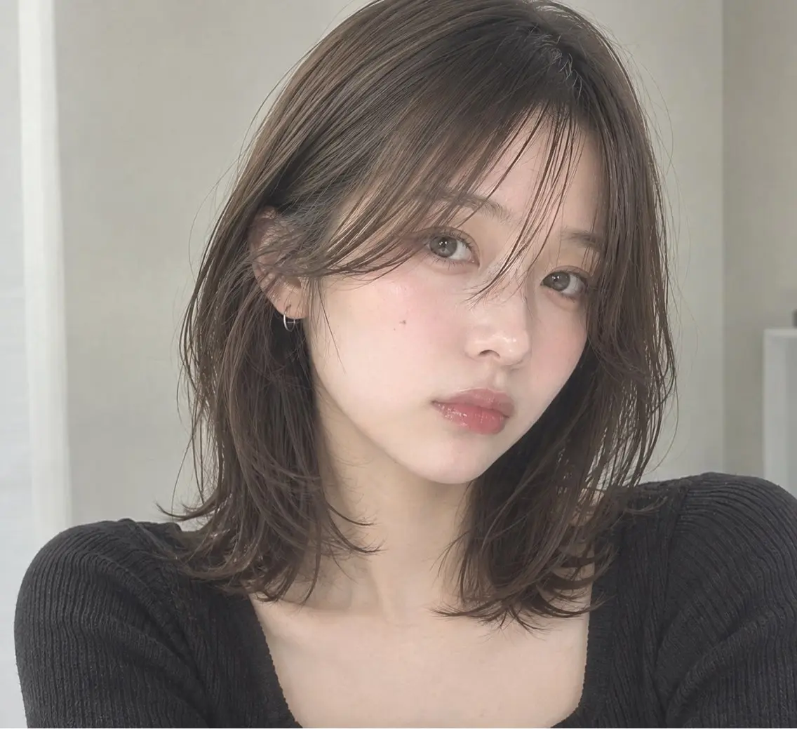ミディアム カラー ヘアアレンジ カット ヘアカラー トリートメント ボブ/透明感ベージュ 🫧クルミ🌟のヘアスタイル