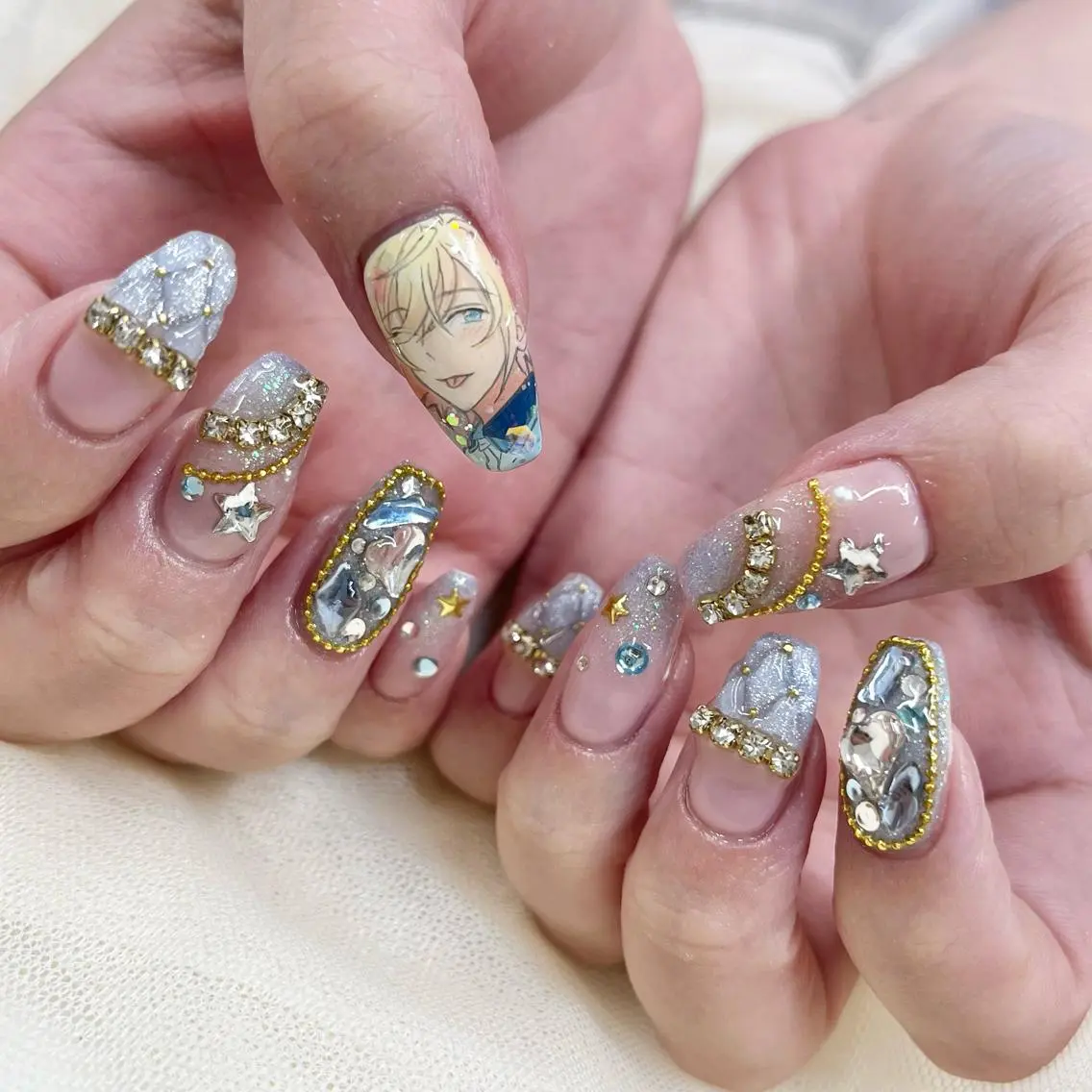 ロング ネイル ストーンネイル ハンドネイル 池袋痛ネイル Nok. 渡辺のネイルデザイン