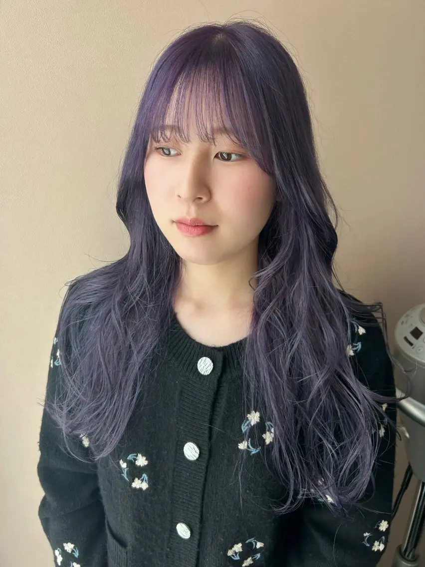 ロング カラー ブリーチ ラベンダーカラー カット ヘアカラー トリートメント hubhair レイヤー/透明感のヘアスタイル